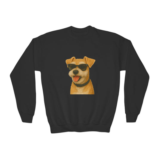 Miniature Schnauzer Wearing Sunglasses - Youth Crewneck Sweatshirt