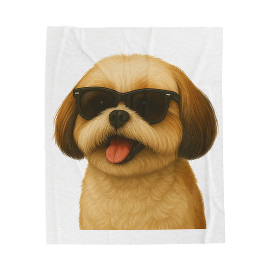 Shih Tzu Wearing Sunglasses - Sherpa Blanket