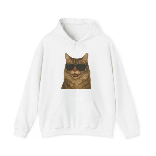 Siberian Cat Wearing Sunglasses - Adult Hoodie