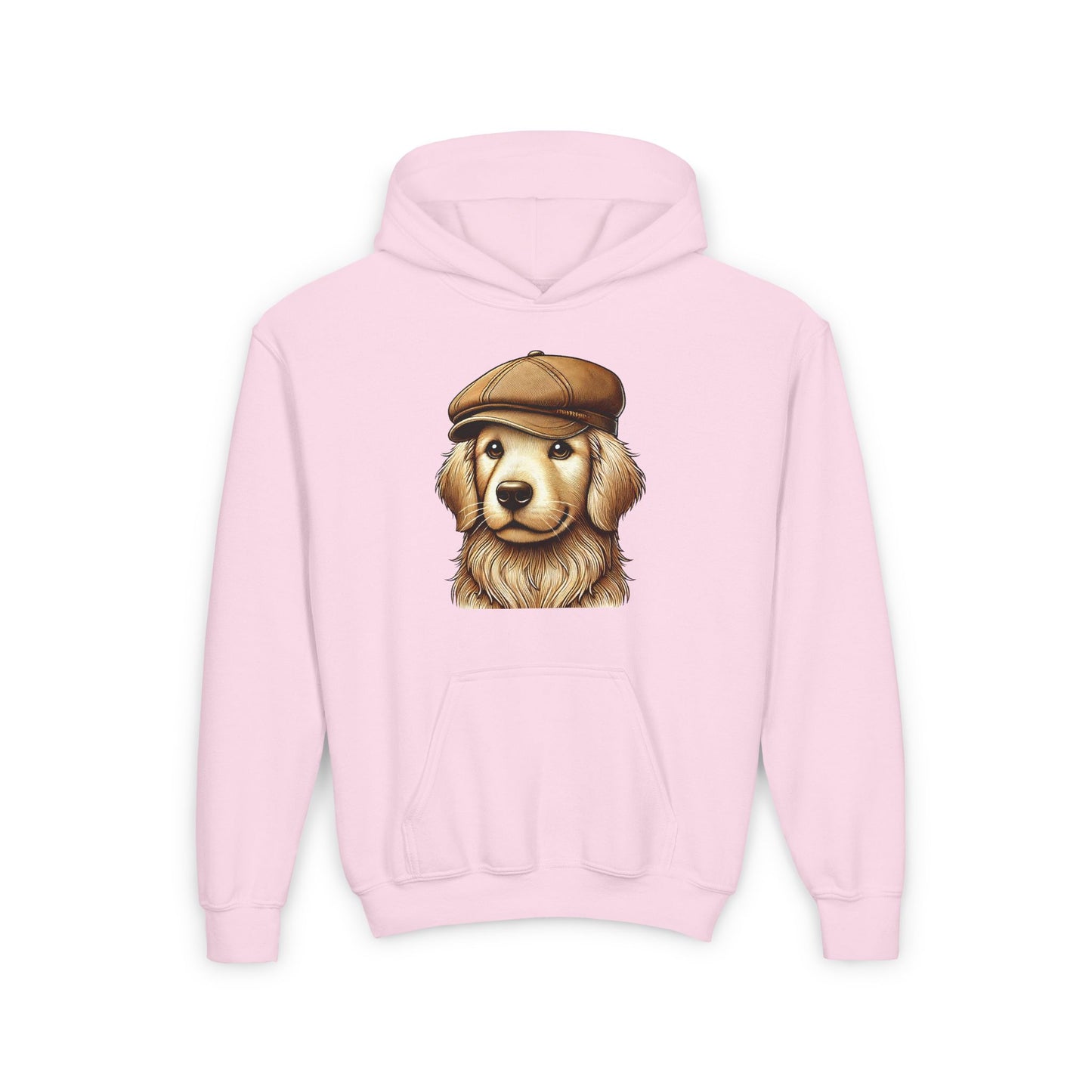 Golden Retreiver Wearing Newsboy Hat - Hooded Youth Sweatshirt - Too Cute Pets