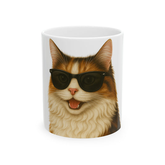 Calico Cat Wearing Sunglasses Ceramic Mug