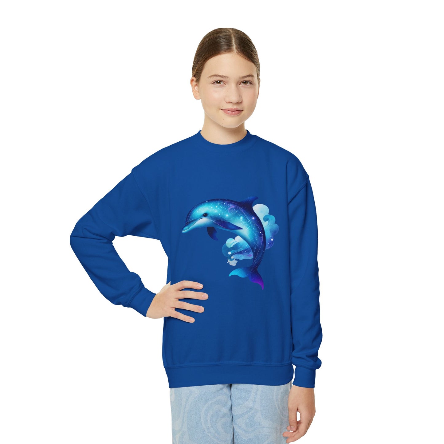 Neptune The Dolphin Youth Crewneck Sweatshirt - Comfy and Cute Style for Kids