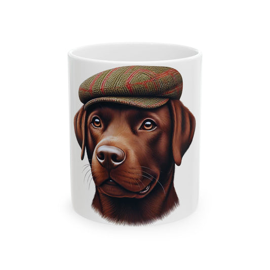 Labrador Wearing a Tweed Flat Cap - Ceramic Mug