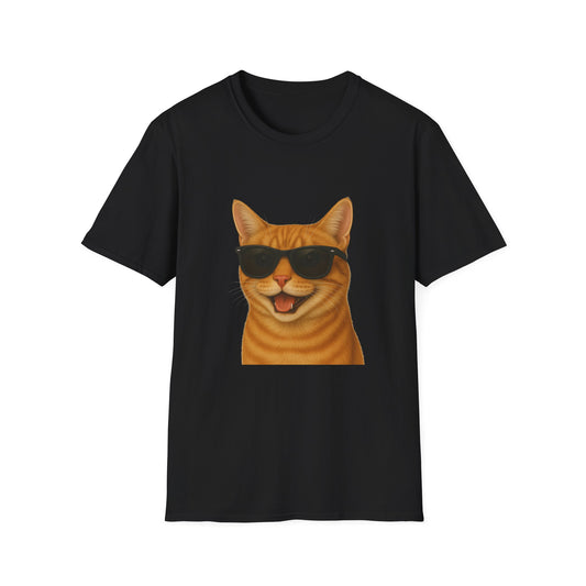 Orange Tabby Cat Wearing Sunglasses - Adult T-Shirt
