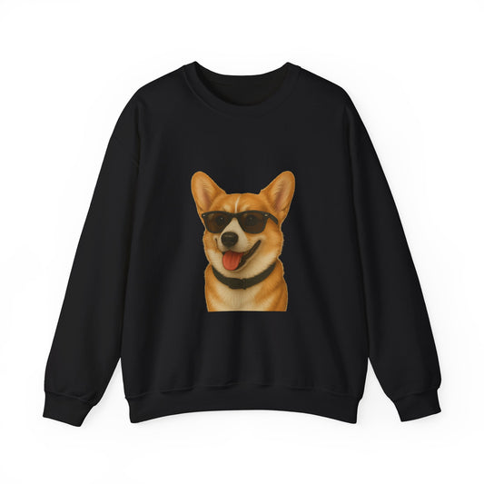 Corgi Wearing Sunglasses - Adult Crewneck Sweatshirt