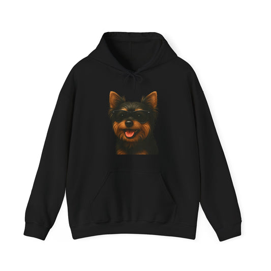 Yorkshire Terrier Wearing Sunglasses - Adult Hoodie