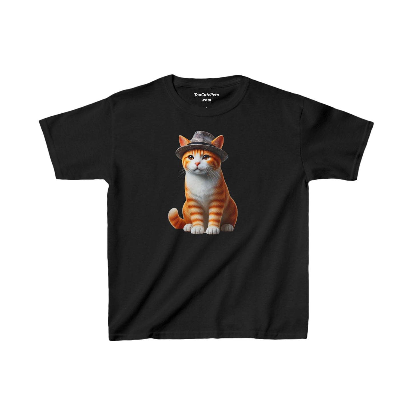 Tabby Kitten Wearing Fedora Hat Youth T-Shirt - Too Cute Pets