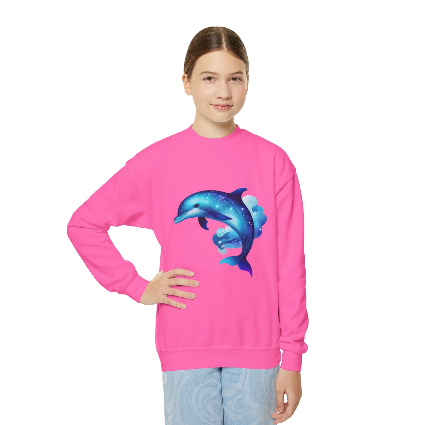 Neptune The Dolphin Youth Crewneck Sweatshirt - Comfy and Cute Style for Kids