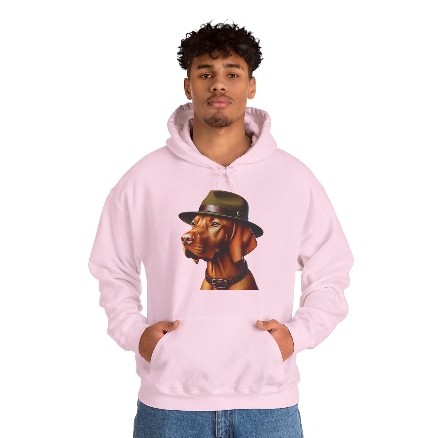 Dashing Vizsla Wearing Campaign Hat - Adult Hoodie - Too Cute Pets