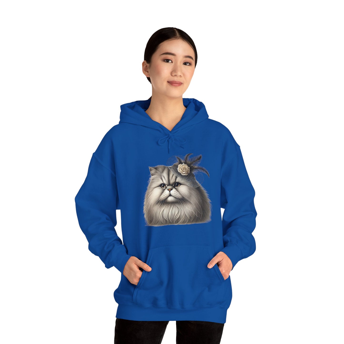 Persian Cat Wearing A Flower Fascinator - Adult Hoodie - Too Cute Pets