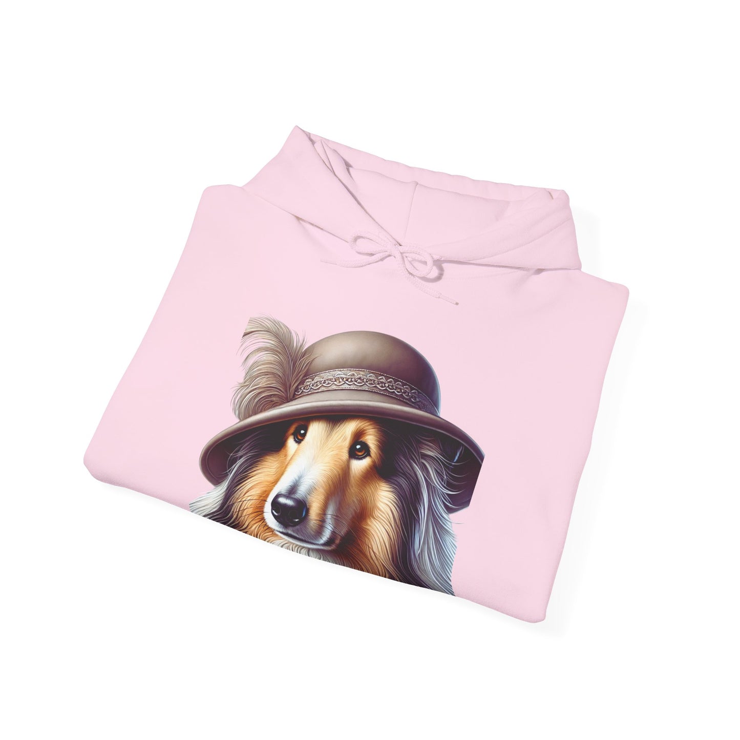 Collie Wearing Cloche Hat - Adult Hoodie - Too Cute Pets