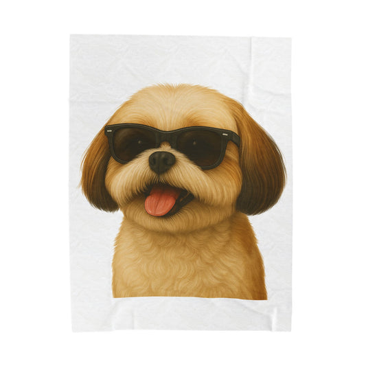 Shih Tzu Wearing Sunglasses - Sherpa Blanket