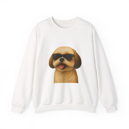 Shih Tzu Wearing Sunglasses - Adult Crewneck Sweatshirt