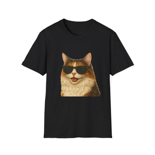 Calico Cat Wearing Sunglasses - Adult T-Shirt
