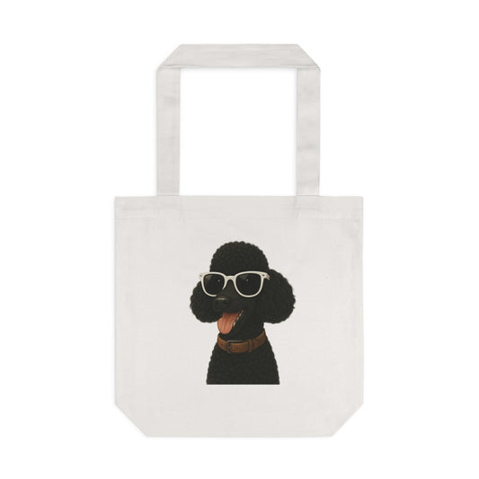 Black Poodle Wearing Sunglasses Cotton Tote Bag