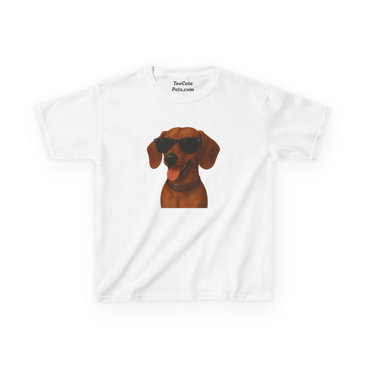 Kids Tee with Dachshund Wearing Sunglasses