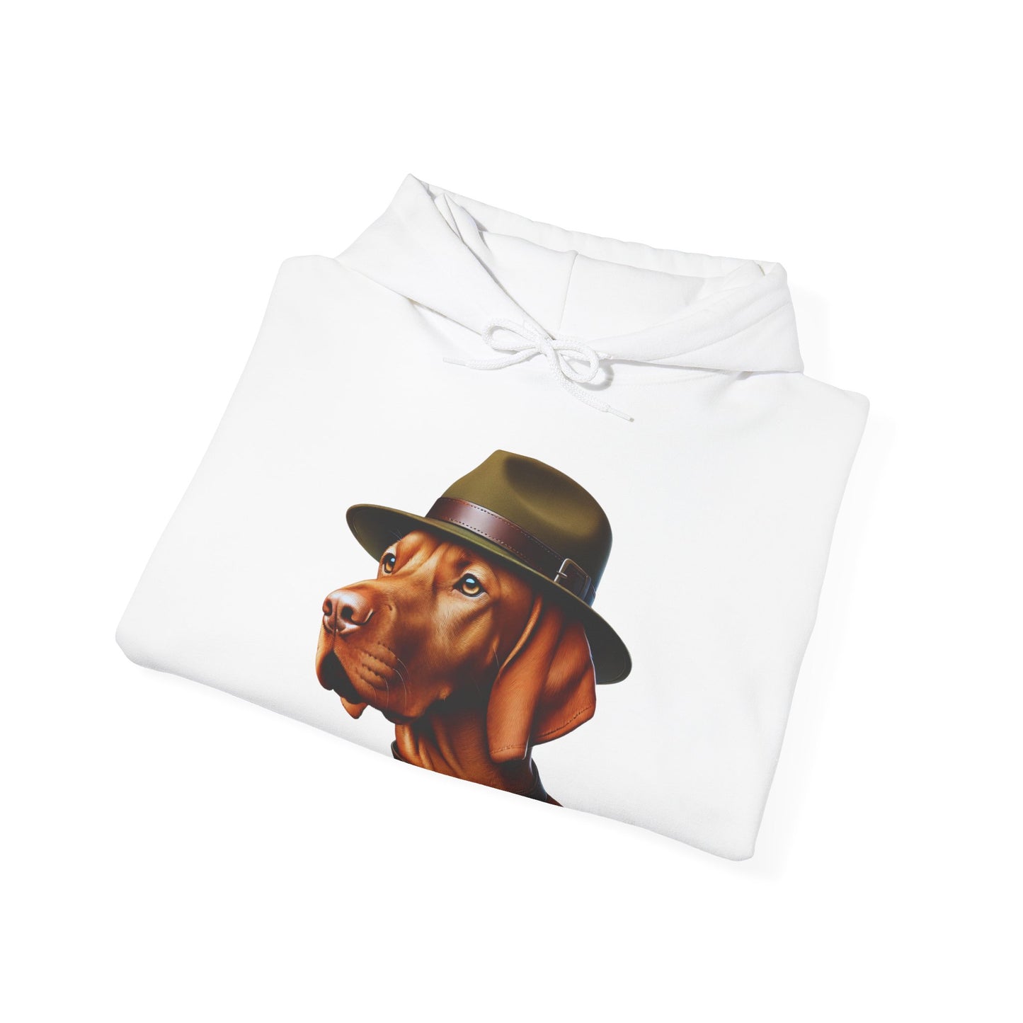 Dashing Vizsla Wearing Campaign Hat - Adult Hoodie - Too Cute Pets