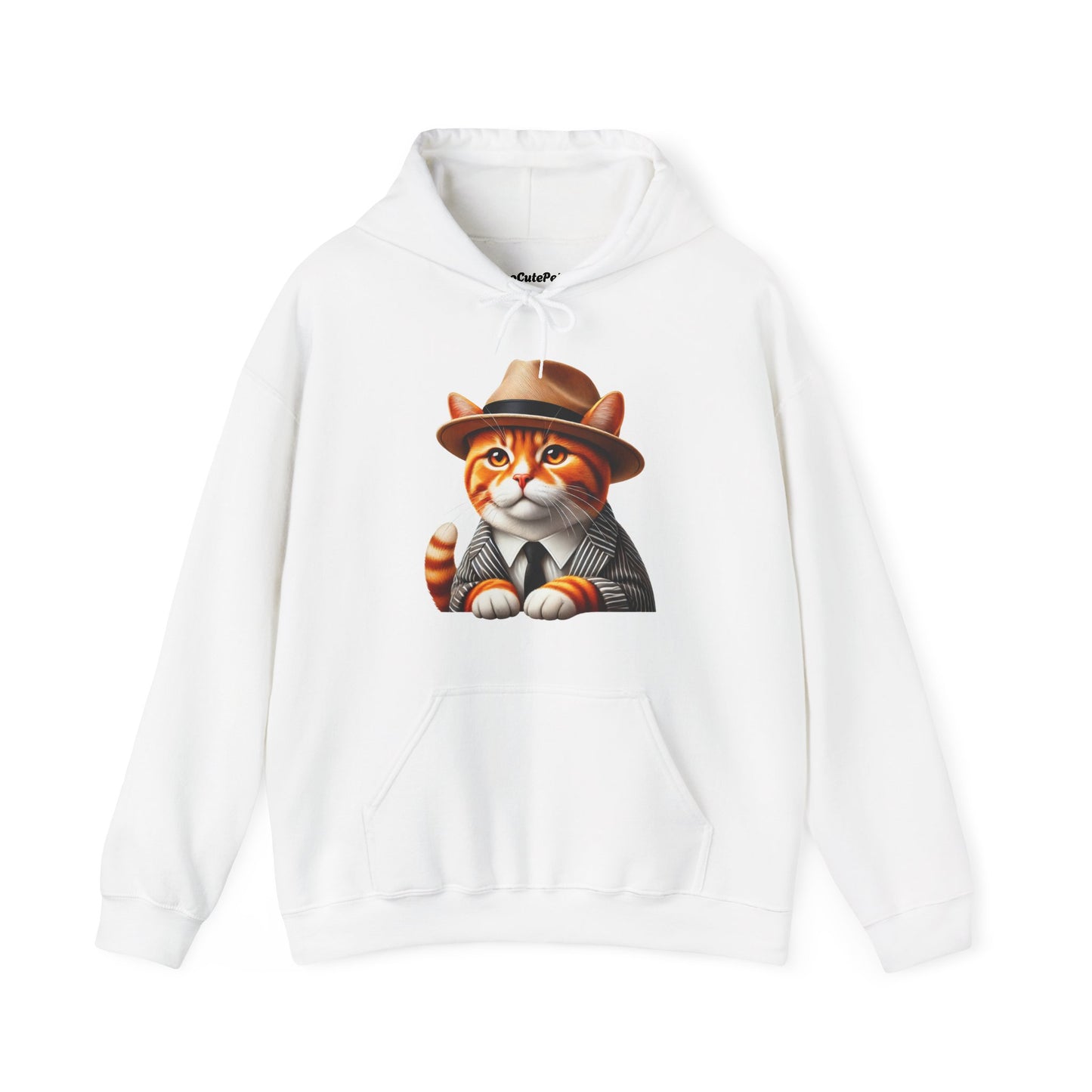 Tabby Cat in Fedora & Suit – Adult Unisex Hoodie