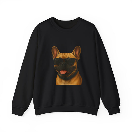 French Bulldog Wearing Sunglasses - Adult Crewneck Sweatshirt