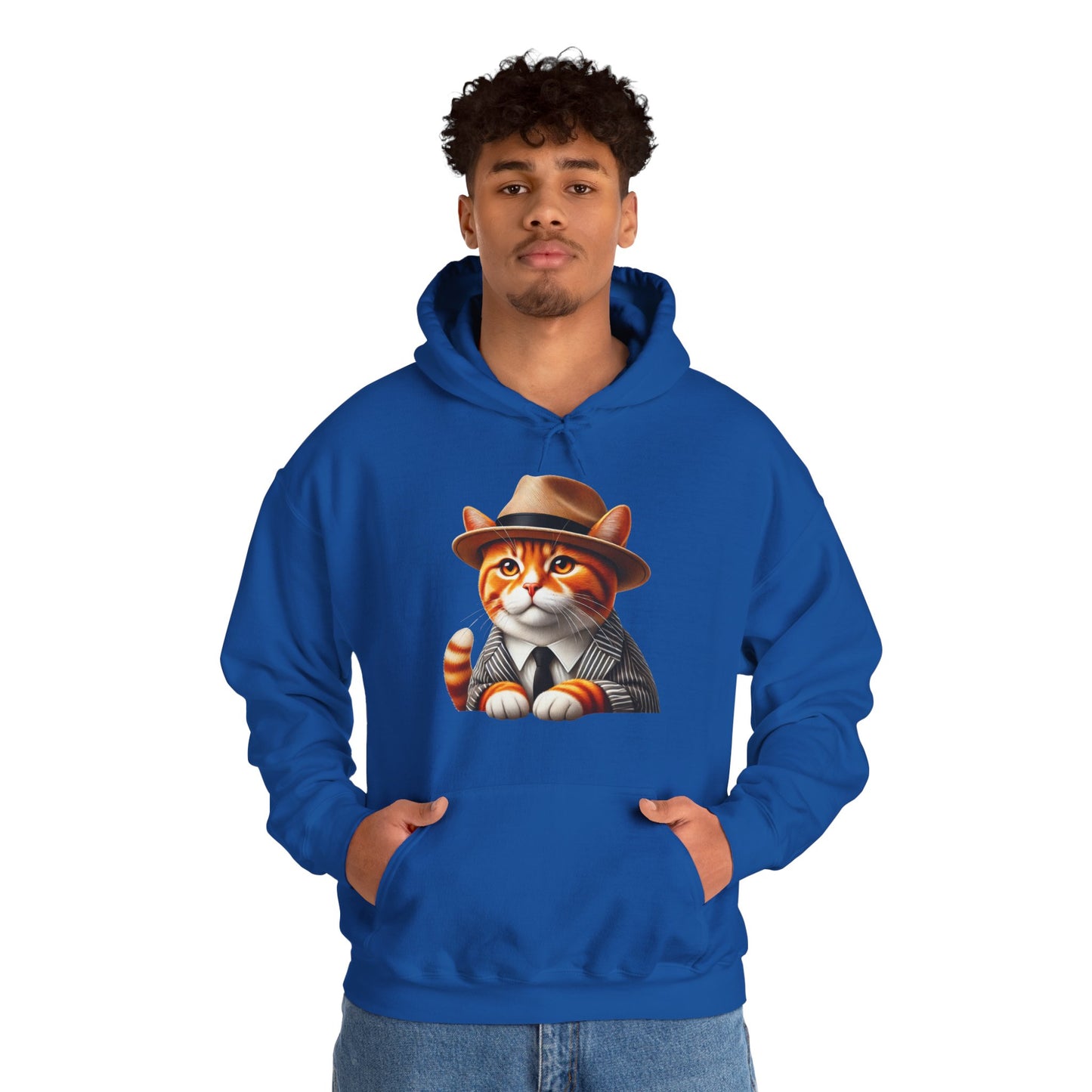 Tabby Cat in Fedora & Suit – Adult Unisex Hoodie