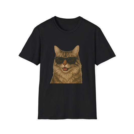 Siberian Cat Wearing Sunglasses - Adult T-Shirt