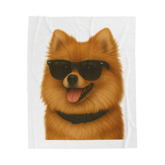 Pomeranian Wearing Sunglasses - Sherpa Blanket