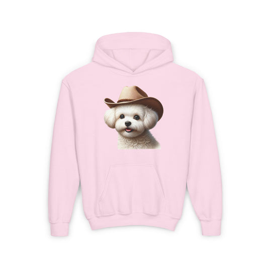 Maltese Wearing Cowgirl Hat Hooded Sweatshirt