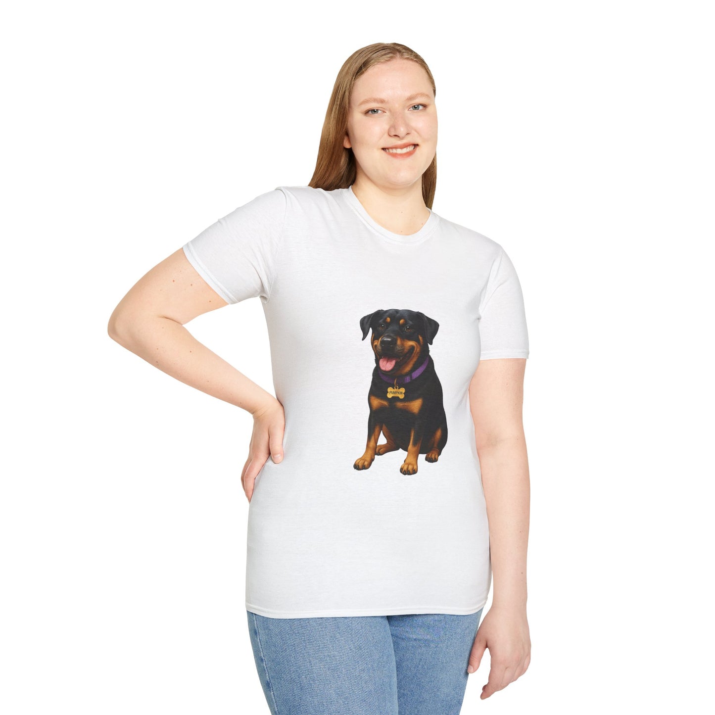 Dog Lover Unisex T-Shirt featuring Lab and Rottweiler Mix 'Pumpkin' by Too Cute Pets