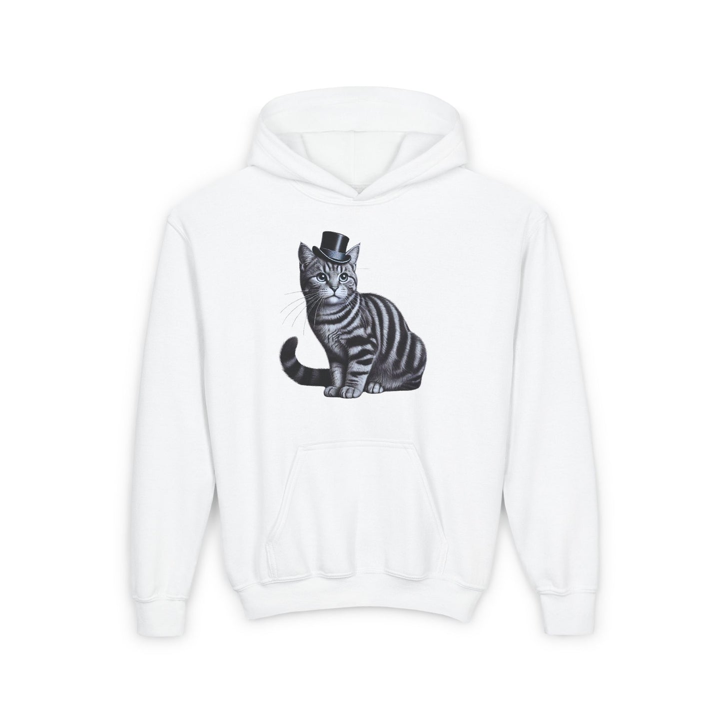 Tabby Wearing Top Hat - Youth Hoodie - Too Cute Pets