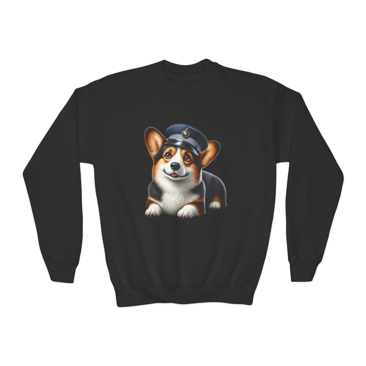 Corgi Wearing Conductor Hat - Youth Sweatshirt - Too Cute Pets Clothing Line