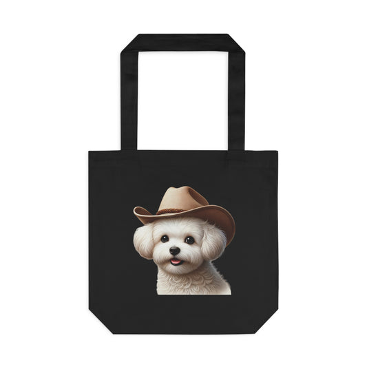 Maltese Wearing a Cowgirl Hat - Cotton Tote Bag