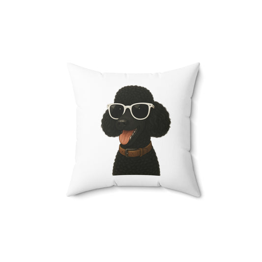Black Poodle Wearing Sunglasses - Throw Pillow