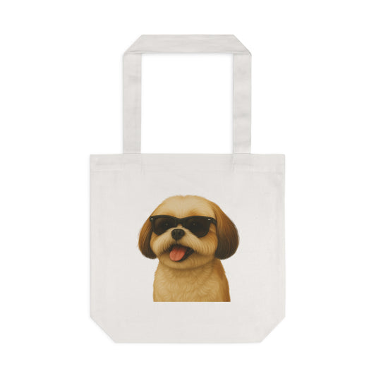 Shih Tzu Wearing Sunglasses Cotton Tote Bag