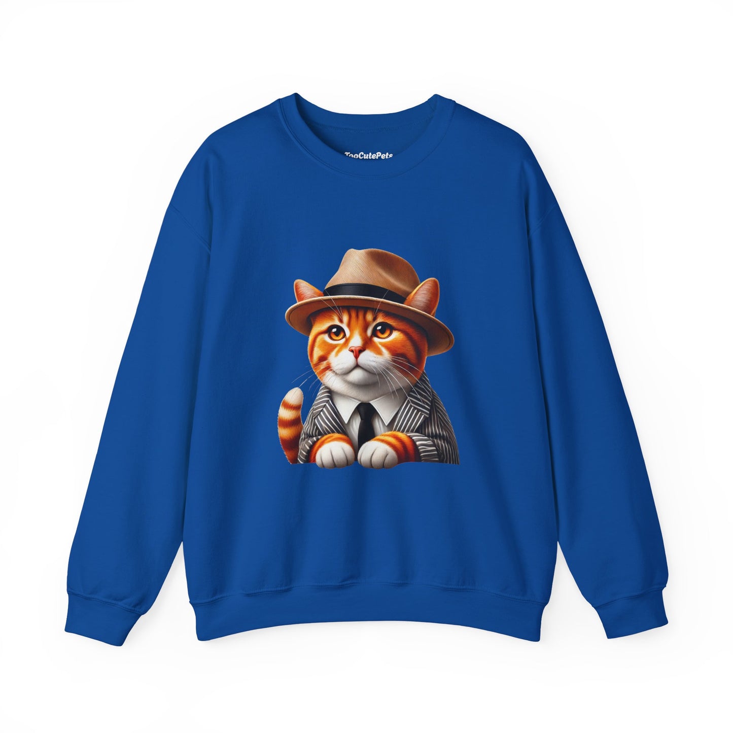 Tabby Cat in Fedora & Suit – Adult Unisex Crewneck Sweatshirt