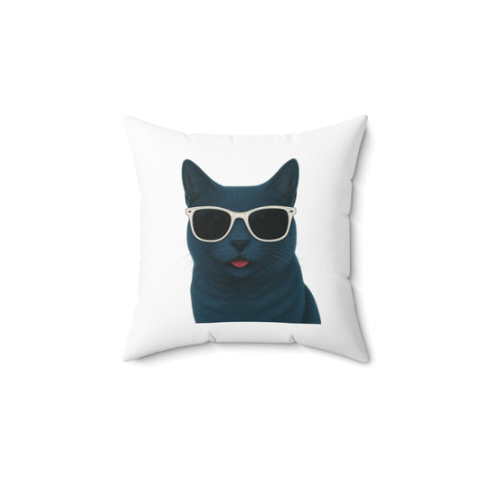 Russian Blue Cat Wearing Sunglasses - Throw Pillow