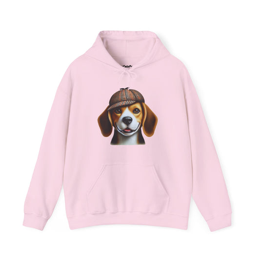 Smiling Beagle Wearing Deerstalker Hat - Adult Hoodie