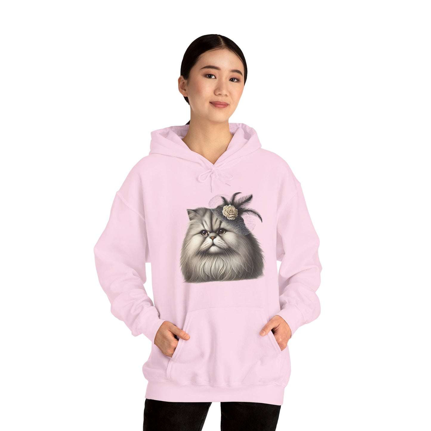 Persian Cat Wearing A Flower Fascinator - Adult Hoodie - Too Cute Pets
