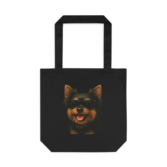Yorkshire Terrier Wearing Sunglasses Cotton Tote Bag