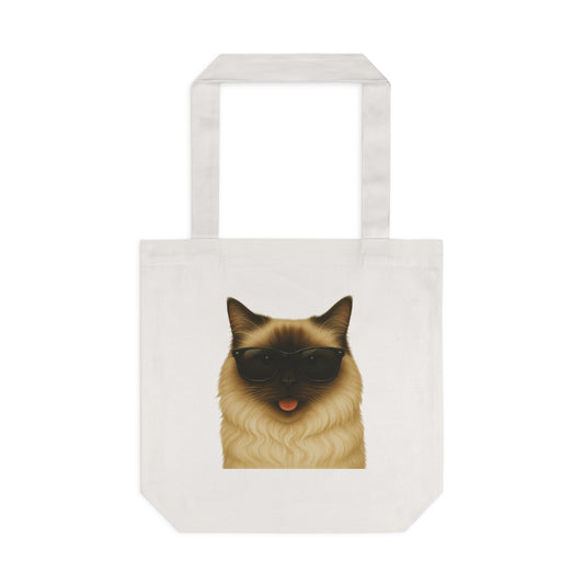 Ragdoll Cat Wearing Sunglasses Cotton Tote Bag