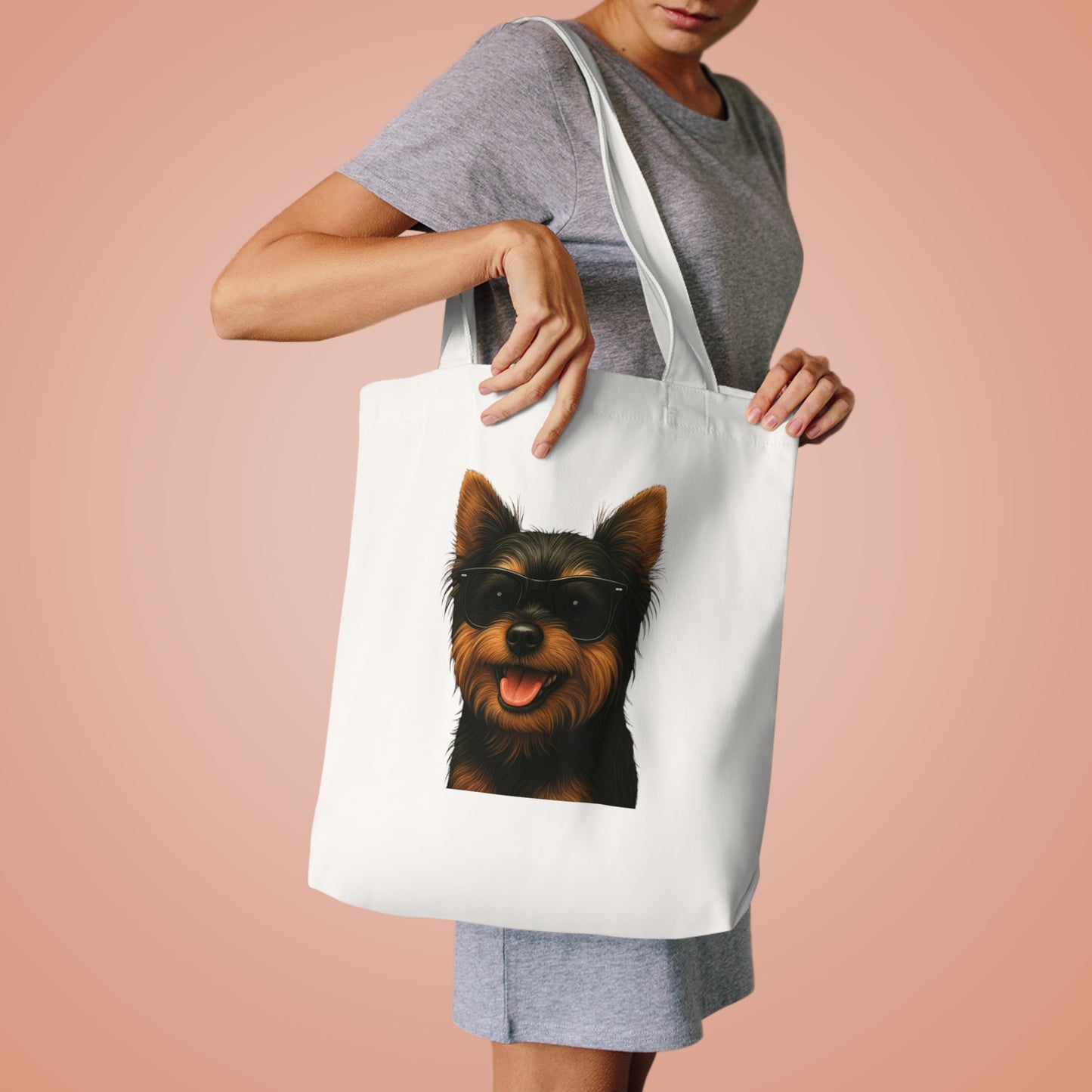 Yorkshire Terrier Wearing Sunglasses Cotton Tote Bag