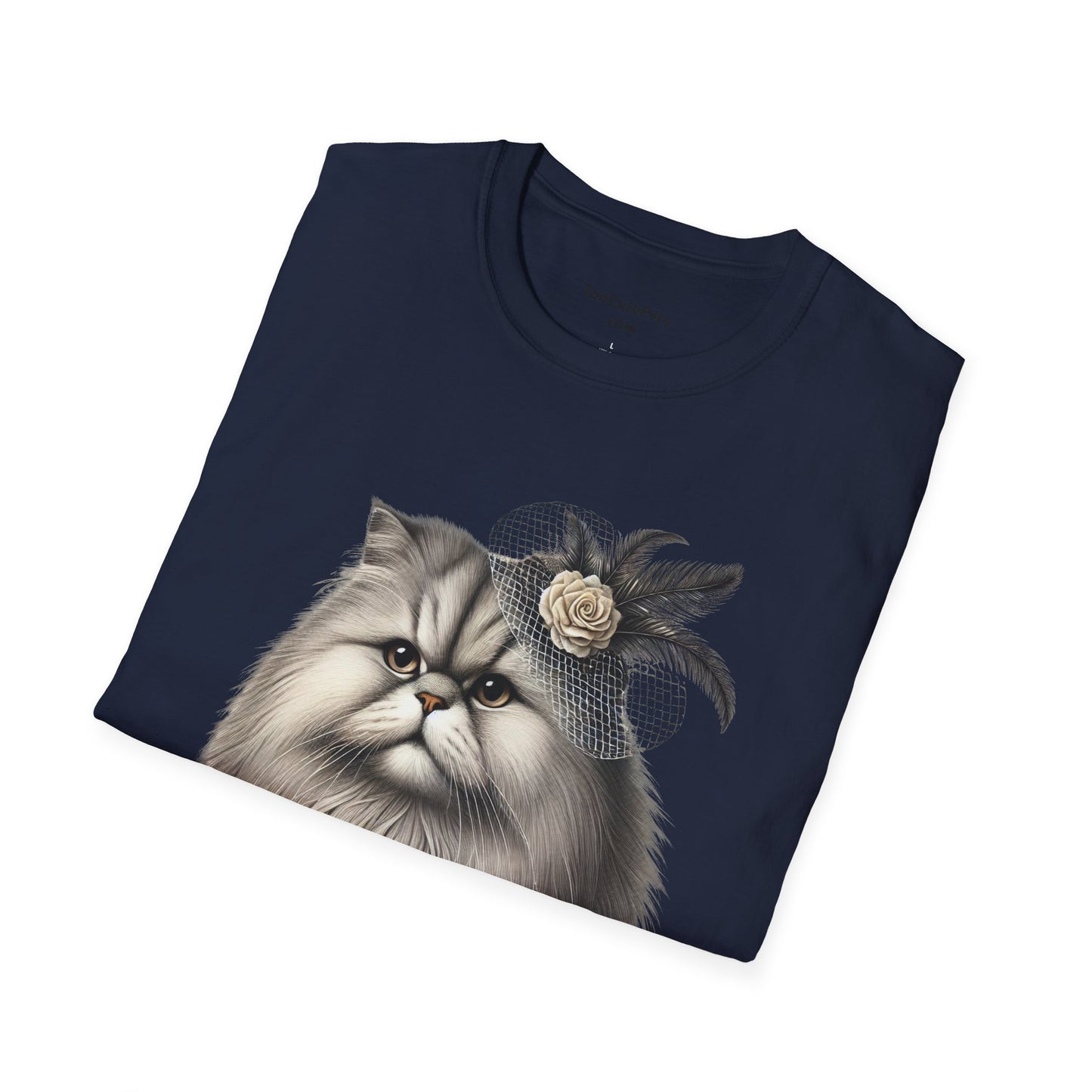 Persian Cat Wearing A Flower Fascinator - Adult T-Shirt -Too Cute Pets