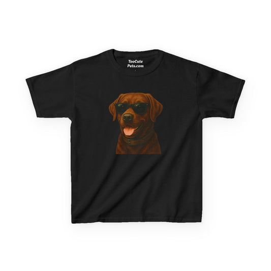 Kids Tee with Brown Labrador Retriever Wearing Sunglasses