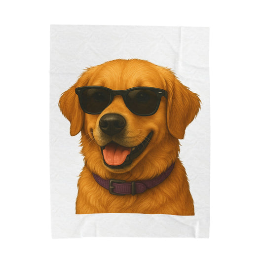 Golden Retriever Wearing Sunglasses - Sherpa Blanket