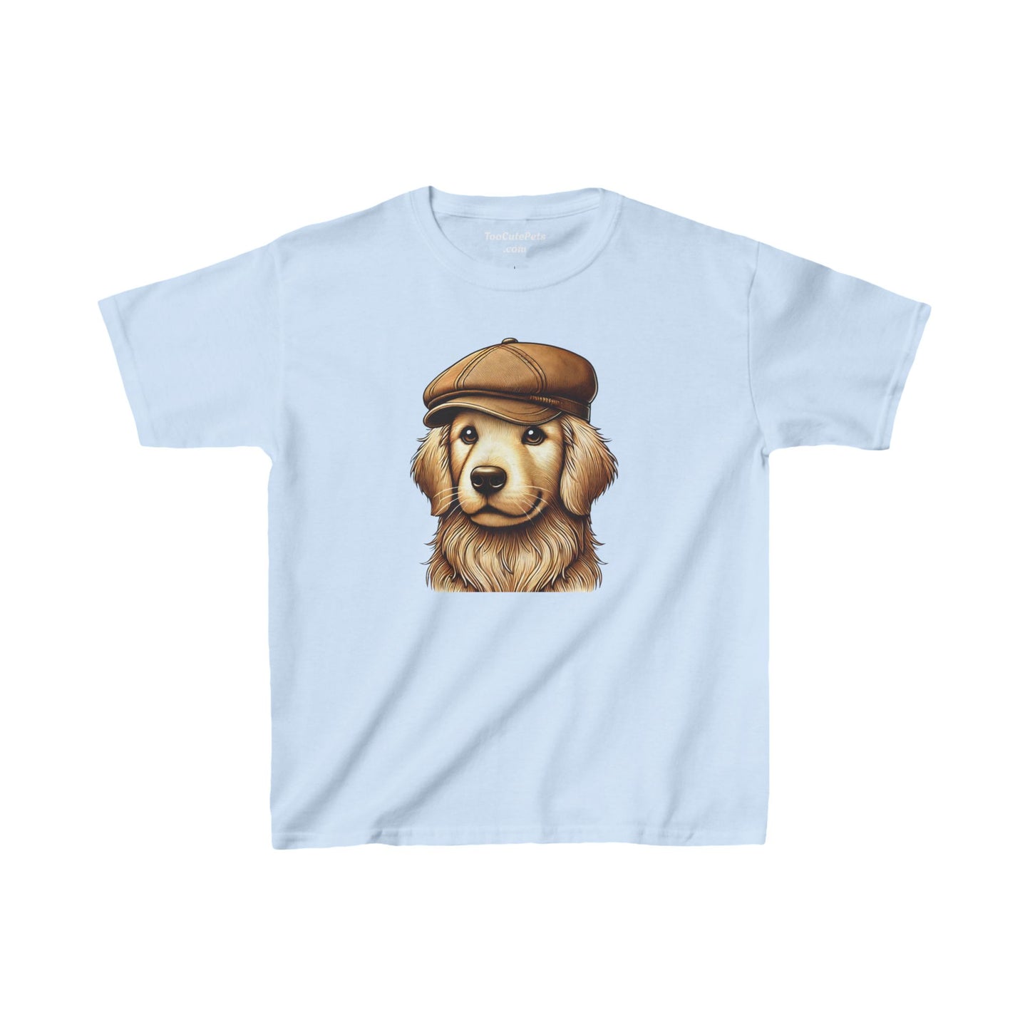 Golden Retriever With Newsboy Hat - Youth T-Shirt - Too Cute Pets