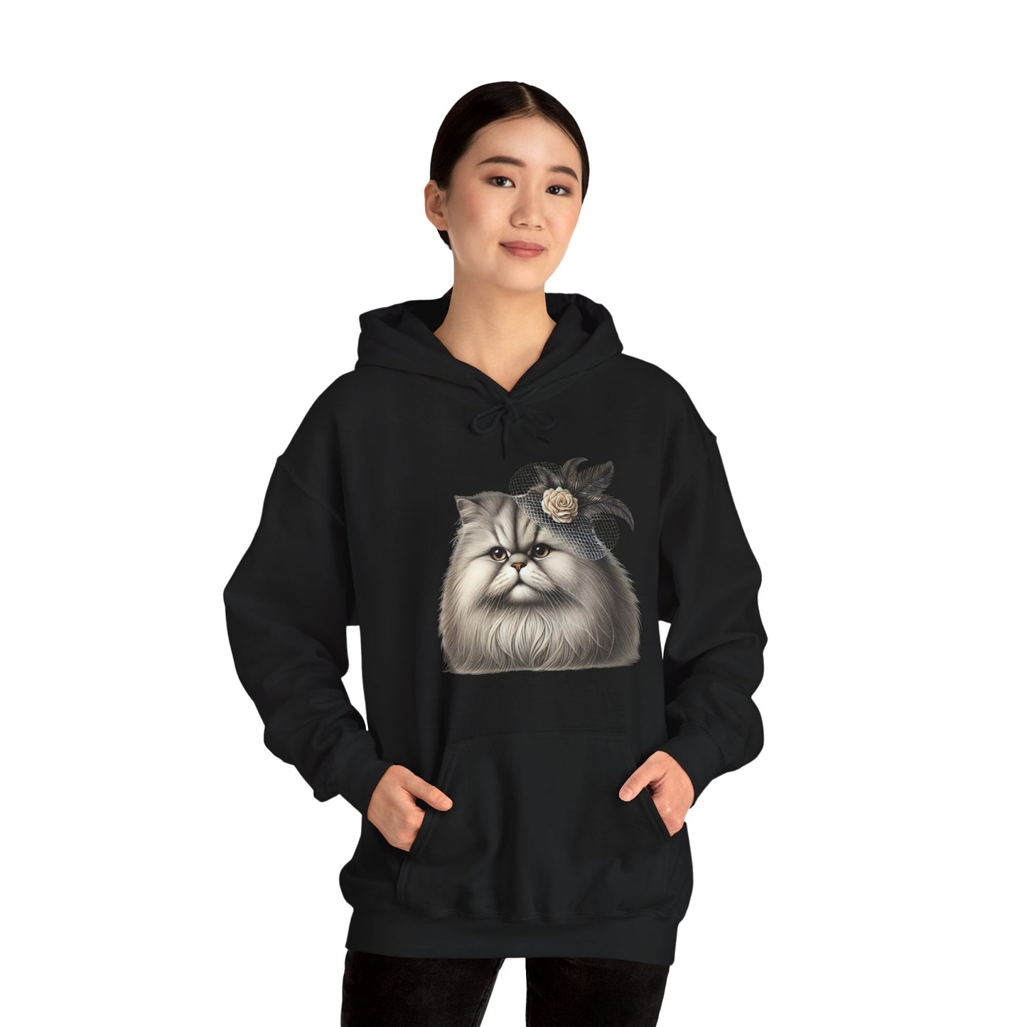 Persian Cat Wearing A Flower Fascinator - Adult Hoodie - Too Cute Pets