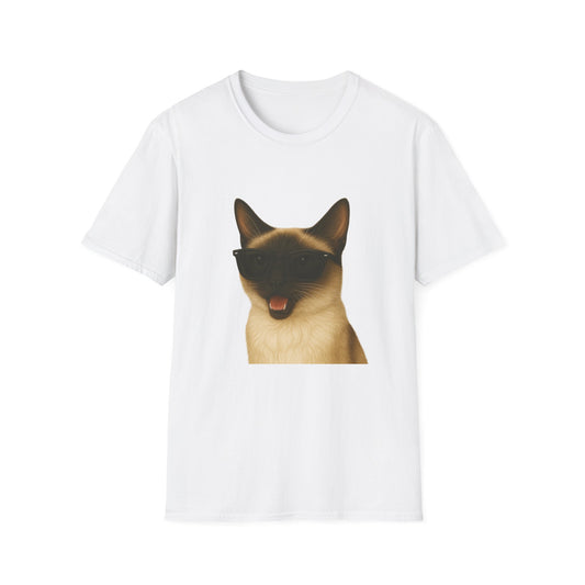 Siamese Cat Wearing Sunglasses - Adult T-Shirt