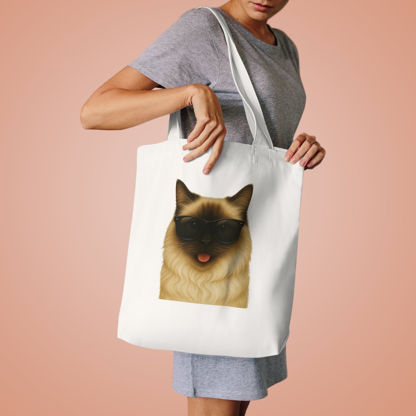 Ragdoll Cat Wearing Sunglasses Cotton Tote Bag