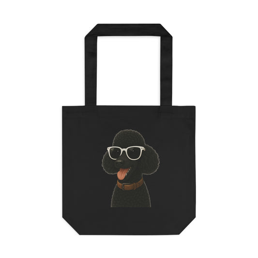 Black Poodle Wearing Sunglasses Cotton Tote Bag