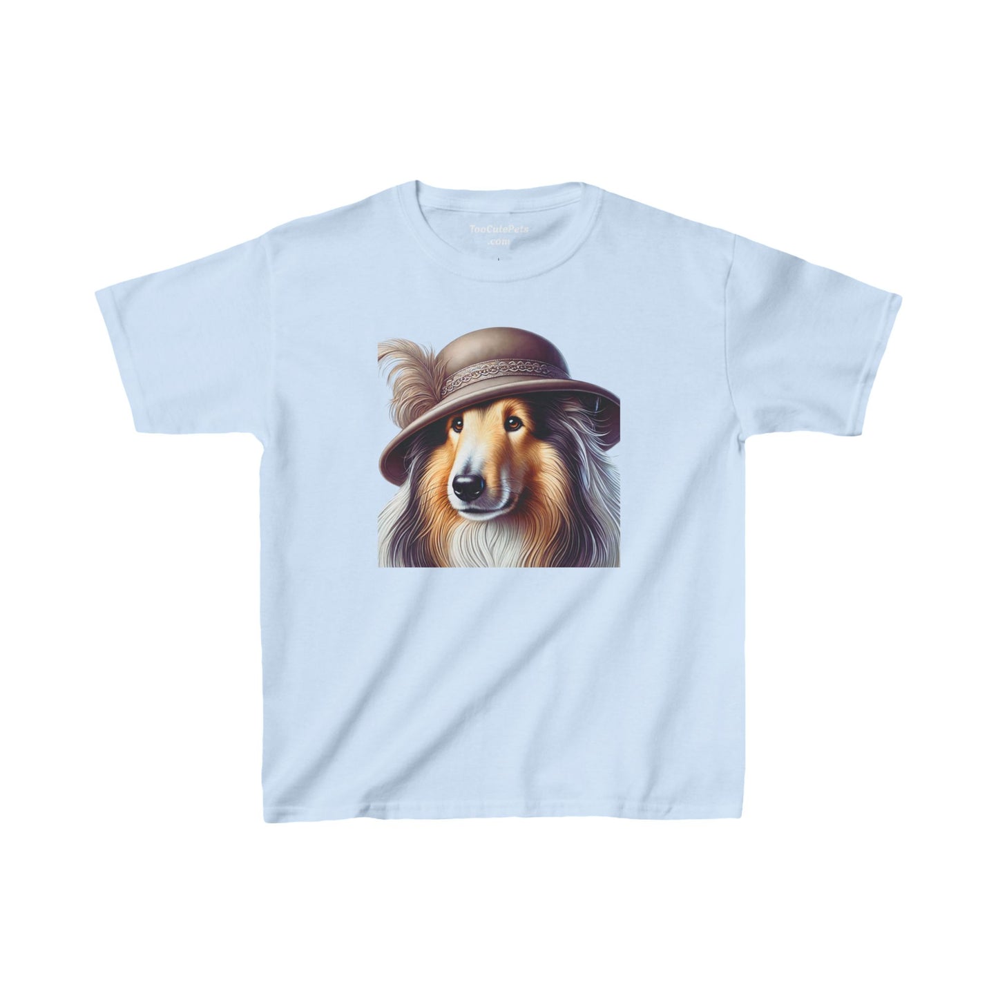 Collie In Cloche Hat - Youth T-Shirt - Too Cute Pets