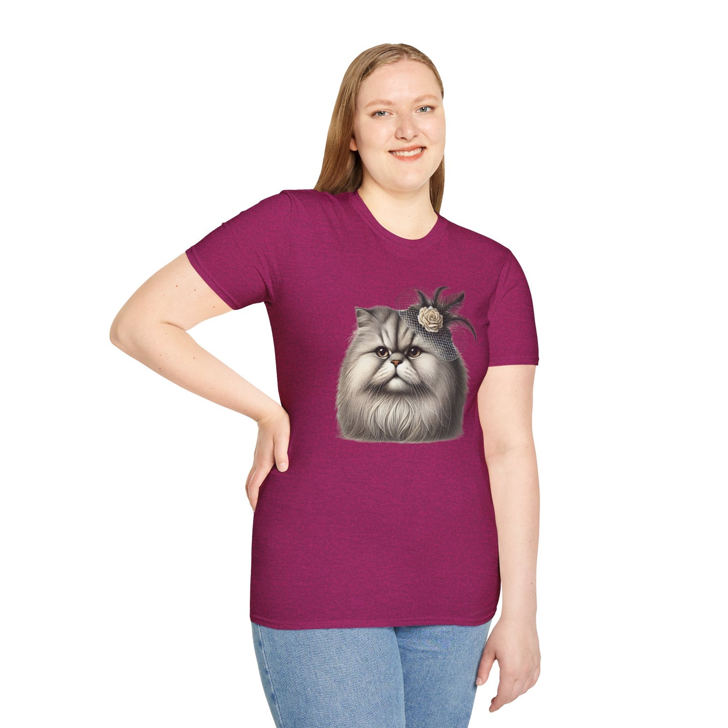 Persian Cat Wearing A Flower Fascinator - Adult T-Shirt -Too Cute Pets
